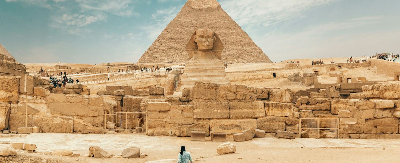 The Great Sphinx before the Pyramid of Khafre in Giza